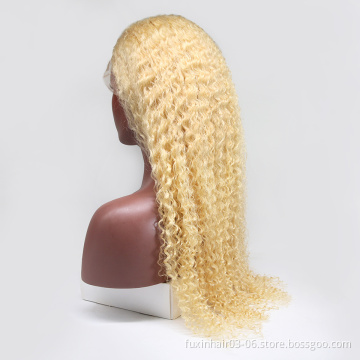 Guangzhou Vendors 613 Curly Lace Front Wigs Natural Hairline Blonde Deep Wave Closure Frontal Human Hair Wig 613 Full Lace Wig